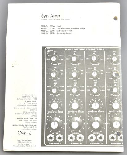 Moog-Synamp original user/service manual